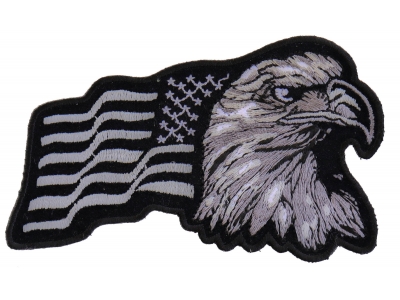 Silver Eagle US Flag Facing Right Patch | Embroidered Patches