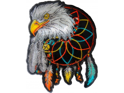 Eagle Feathers Dreamcatcher Native Shaman Embroidered Iron on or Sew on Patch 