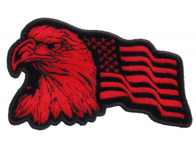 Eagle US Flag Facing Left Patch In Red | Embroidered Patches