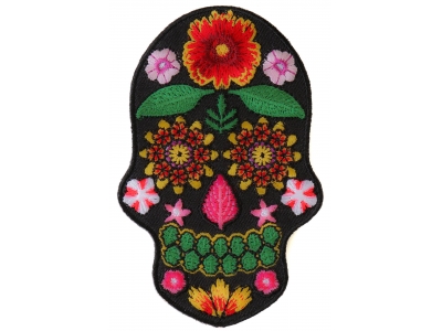 Flower Skull Black Patch