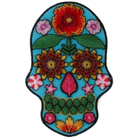 Flower Skull Blue Patch