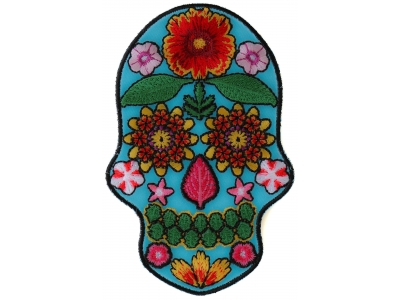 Flower Skull Blue Patch