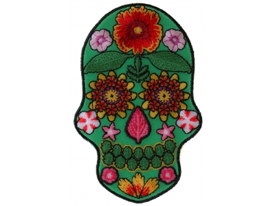 Flower Skull Green Patch