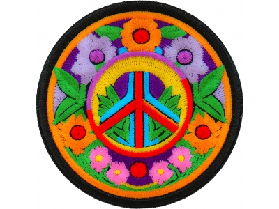 Flowers and Peace Patch Embroidered