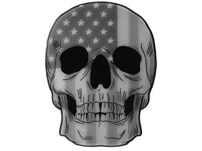 Gray USA Flag Skull Large Back Patch