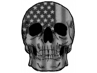 Gray USA Flag Skull Patch Small