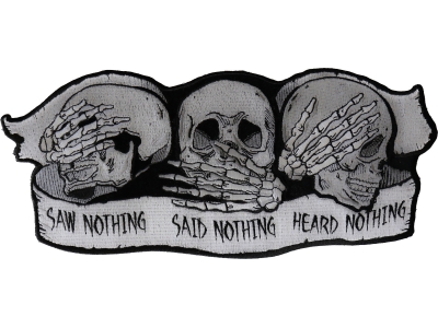 Heard Nothing Saw Nothing Said Nothing Large Skulls Patch