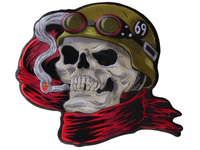 Helmet Skull Scarf Biker 69 Large Back Patch