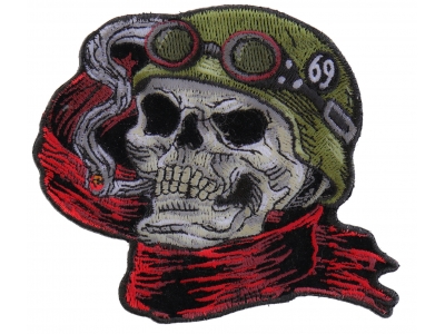 Helmet Skull Scarf Biker 69 Patch