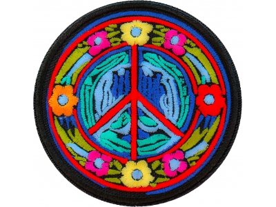 Hippie Daisies Peace Patch Embroidered