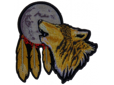 Howling Wolf With Moon 6 Inch Patch | Embroidered Patches