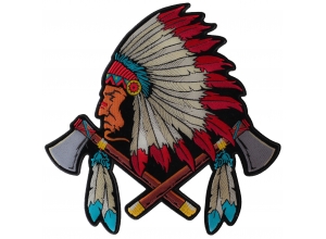 Indian Head Dress Axes And Feathers Large Patch