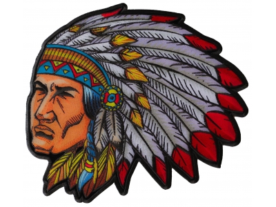 Indian Head Dress Chief Large Back Patch