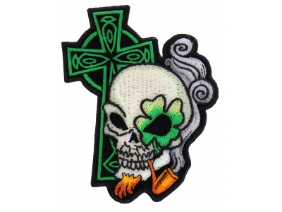 Irish Skull Cross Smoking Pipe Small Patch