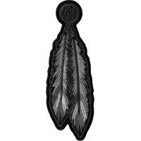 Iron on Feather Patch with Black and White Embroidery with strong adhesive backing