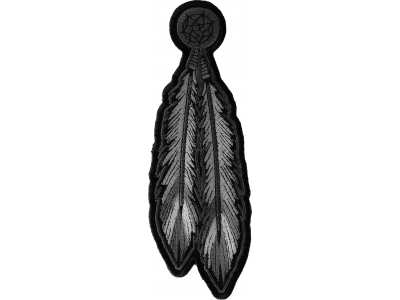 Iron on Feather Patch with Black and White Embroidery with strong adhesive backing