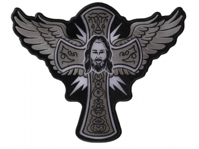 Jesus Wings and Cross Large Christian Back Patch