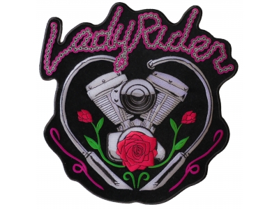 Lady Rider Chain Engine Large Biker Back Patch