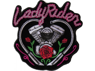 Lady Rider Chain Engine Rose Patch