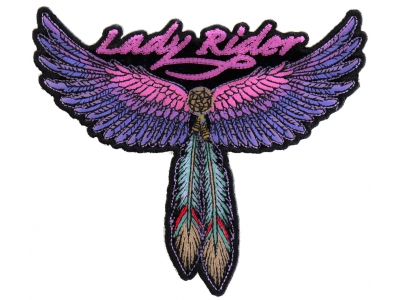 Lady Rider Wings And Feather Small Tribal Patch | Embroidered