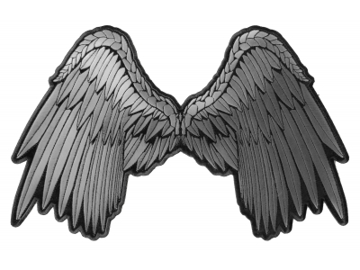 Large Beautiful Angel Wings Grey Patch | Embroidered Patches