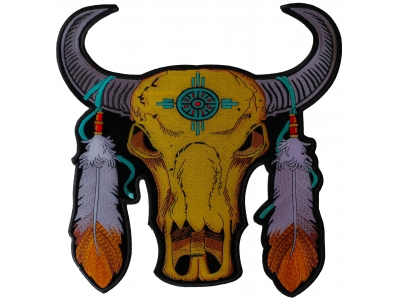 Large Buffalo And Feathers Back Patch | Embroidered Patchese