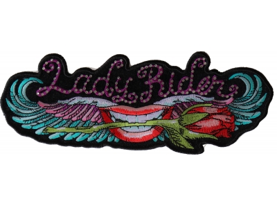 Lips and Rose Lady Rider Large Crystal Patch