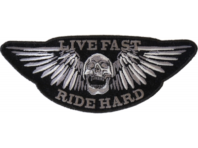 Live Fast Ride Hard Skull Small Patch | Embroidered Biker Patches