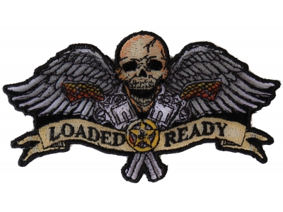 Loaded And Ready Skull Wings Guns Small Patch | Embroidered Patches