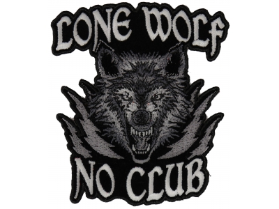 Lone Wolf at the top, No club at the bottom, open mouthed wolf in the middle