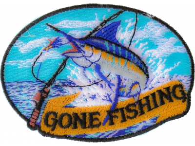 Marlin Gone Fishing Small Patch | Embroidered Patches