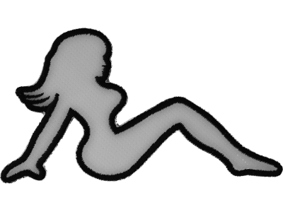 MudFlap Girl Patch In White Facing Right | Embroidered Patches