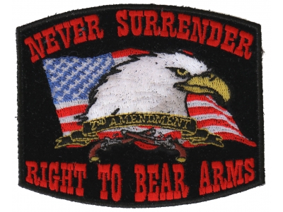 Never Surrender Black 2nd Amendment Patch | US Military Veteran Patches