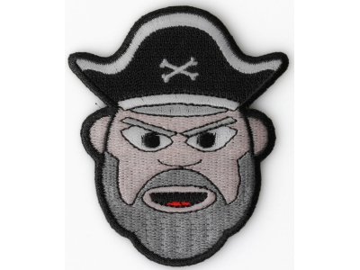 Old Man Bearded Pirate Iron on Patch