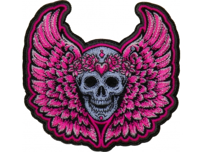 Pink Angel Wings Skull Patch