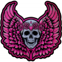 Pink Angel Wings Skull Patch