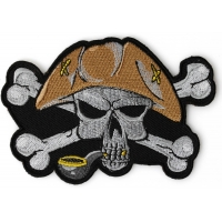 Pipe Smoking Skull with Hat Iron on Patch