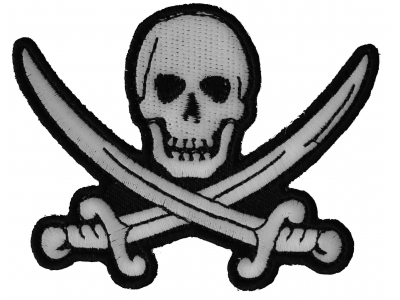 White Pirate Sword Skull Patch | Embroidered Patches