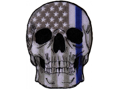 Police Skull Blue line US Flag Patch