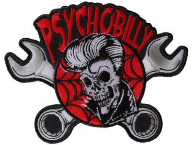 Psychobilly Skull and Wrenches Patch