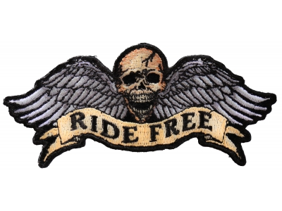 Ride Free Winged Skull Patch Small | Embroidered Biker Patches