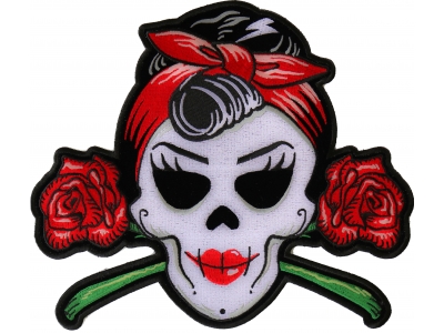 Rockabilly Lady Skull Large Patch