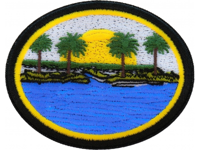 Sea and Palms Sunset Iron on Patch