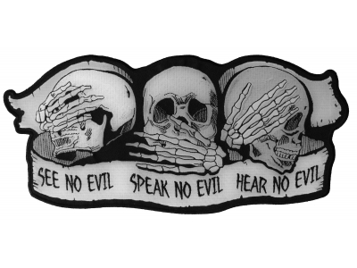 See No Evil Speak No Evil Hear No Evil Skull Large Patch