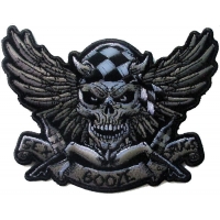 Sex Booze Drugs Checkered Skull and Wings Patch