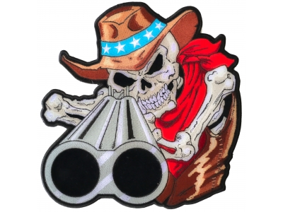 Shotgun Barrel Willy Skull Large Back Patch | Embroidered Patches