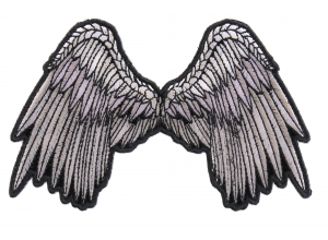 Small Beautiful Angel Wings Grey Patch | Embroidered Patches