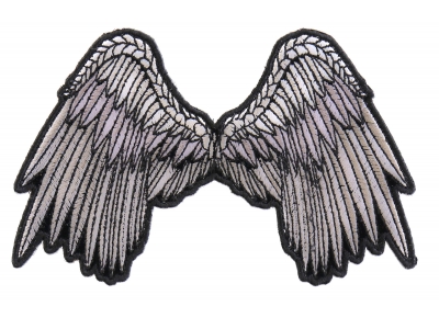 Small Beautiful Angel Wings Grey Patch | Embroidered Patches