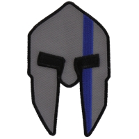 Spartan Helmet Blue Line Police Patch