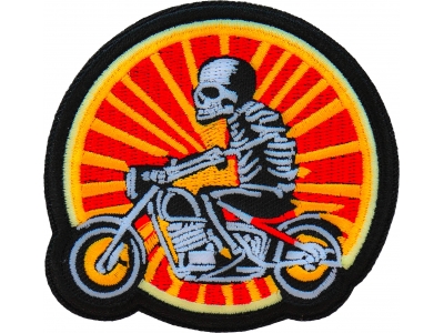 Sunset Skeleton Biker Motorcycle Patch Embroidered